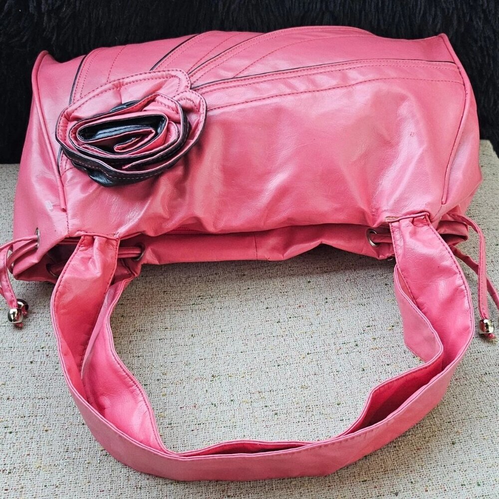 Women Fashion Shoulder Bag Purse Pink Faux Vegan Leather Bag Handbag - Picture 4 of 13